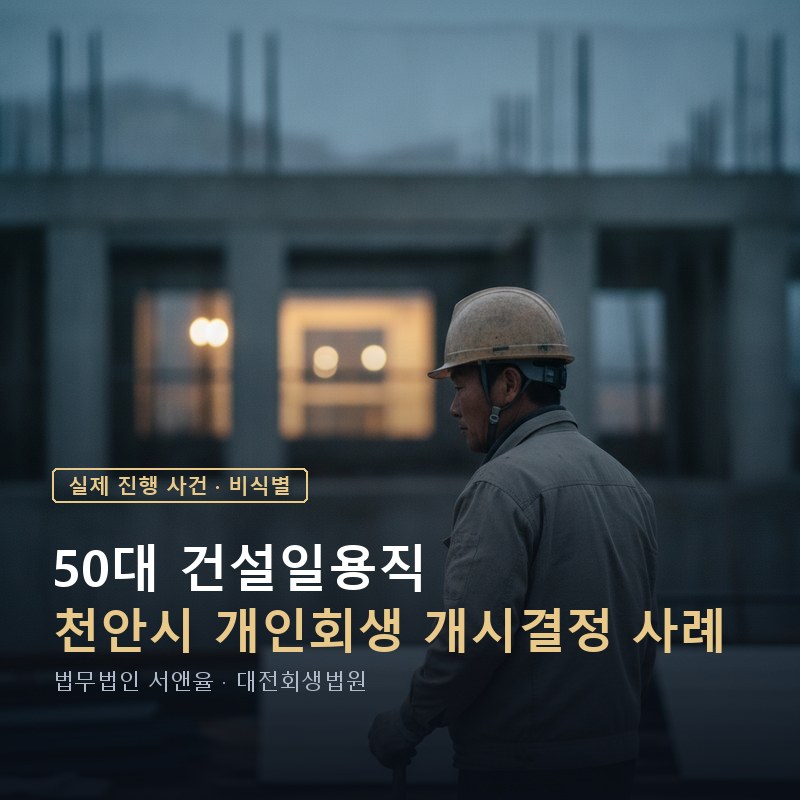 천안 개인회생, 일용직도 신청할 수 있을까｜50대 건설근로자 개시결정 사례 — 이해를 돕기 위한 연출 이미지