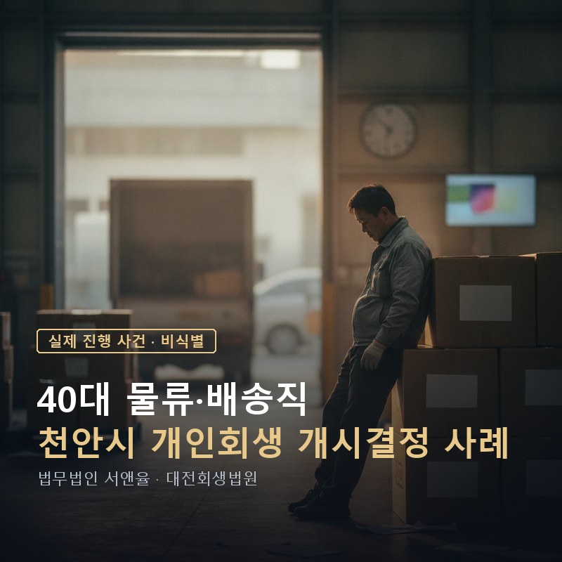 개인회생 비용, 한꺼번에 내야 할까｜천안 40대 개시결정 사례 — 이해를 돕기 위한 연출 이미지