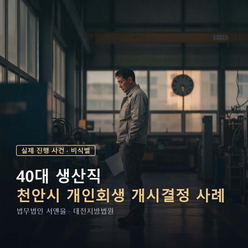 개인회생 개시결정, 나면 무엇이 달라지나|천안 40대 생산직 개시결정 사례 — 이해를 돕기 위한 연출 이미지